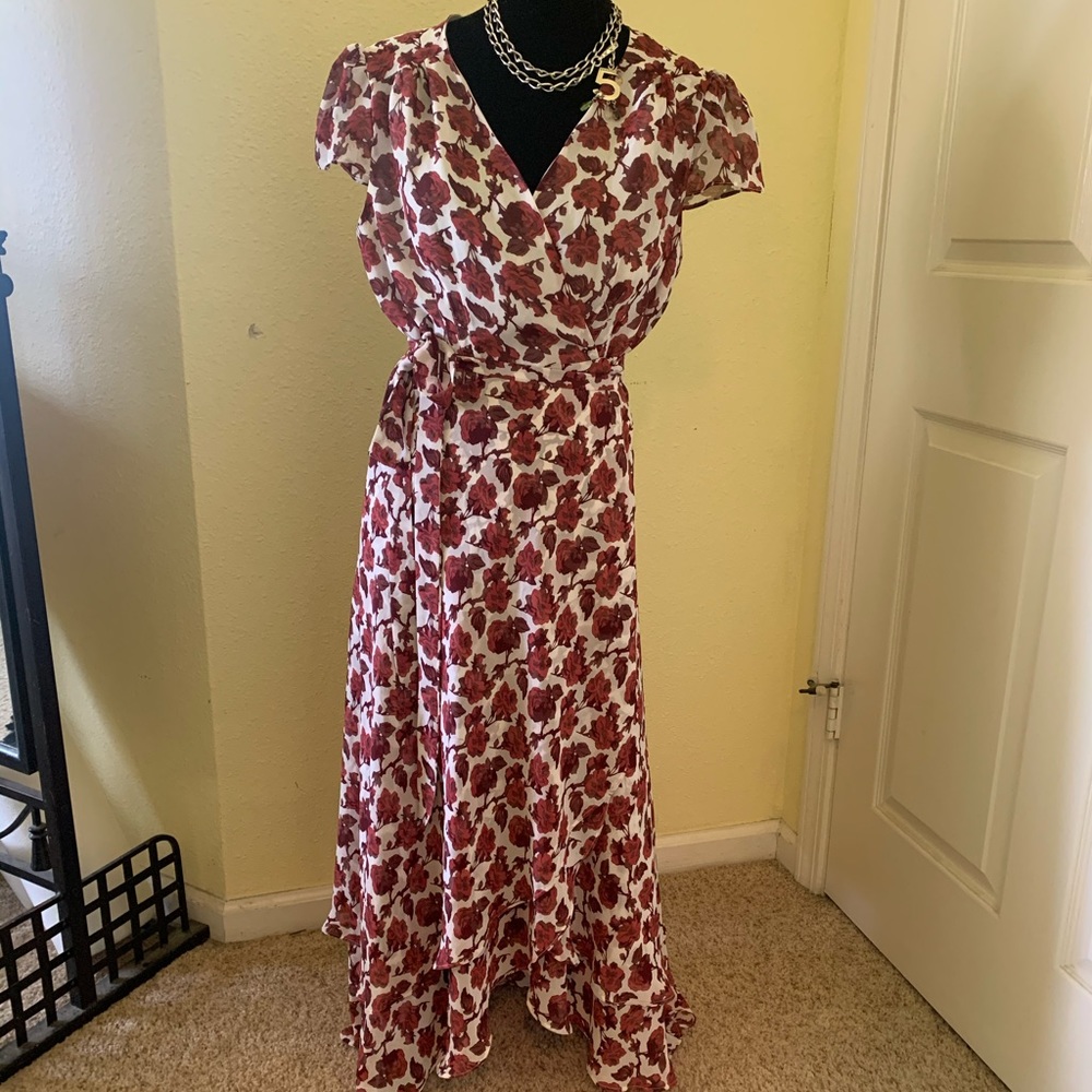 Betsey Johnson wrap flower maxi dress